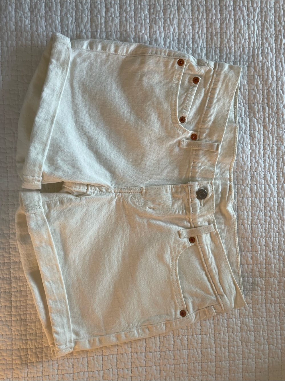 Levi's white denim shorts